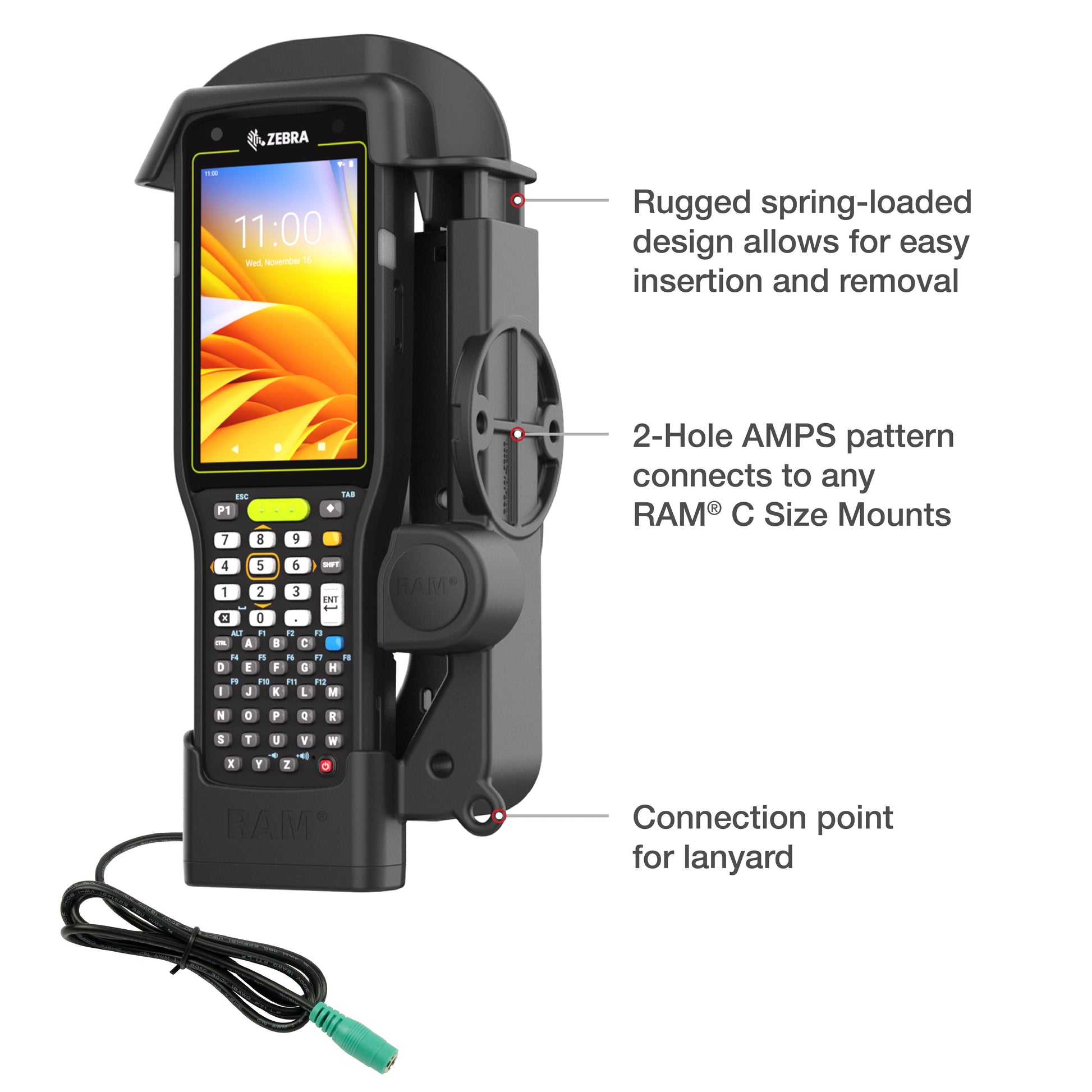 RAM® Powered Dock for Zebra MC3300/3400/3450 (RAM-HOL-ZE33PU)