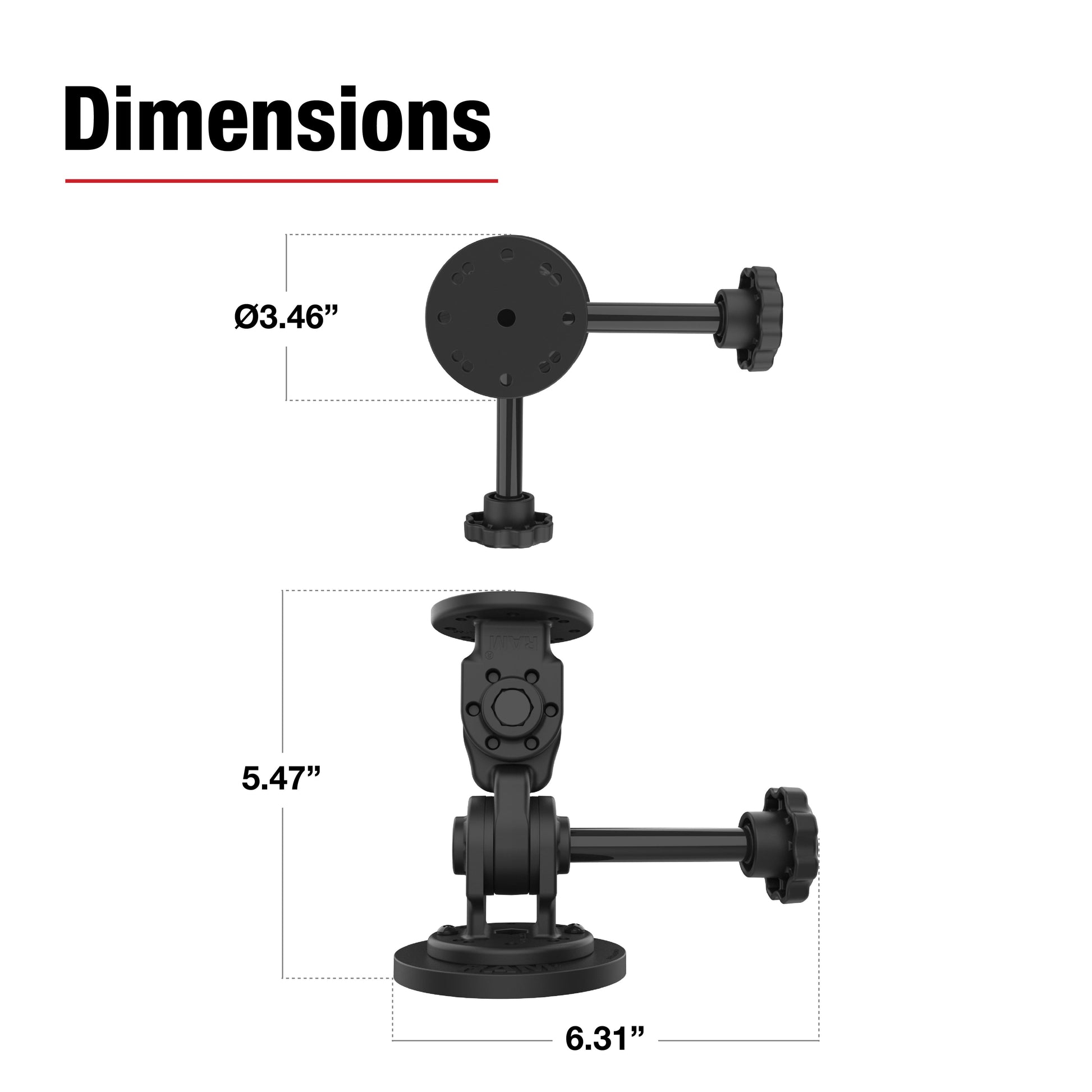 RAM® Dual 90-Degree Pivot Magnetic Mount with Knob (RAP-101-PV4-2P-MAG88U)