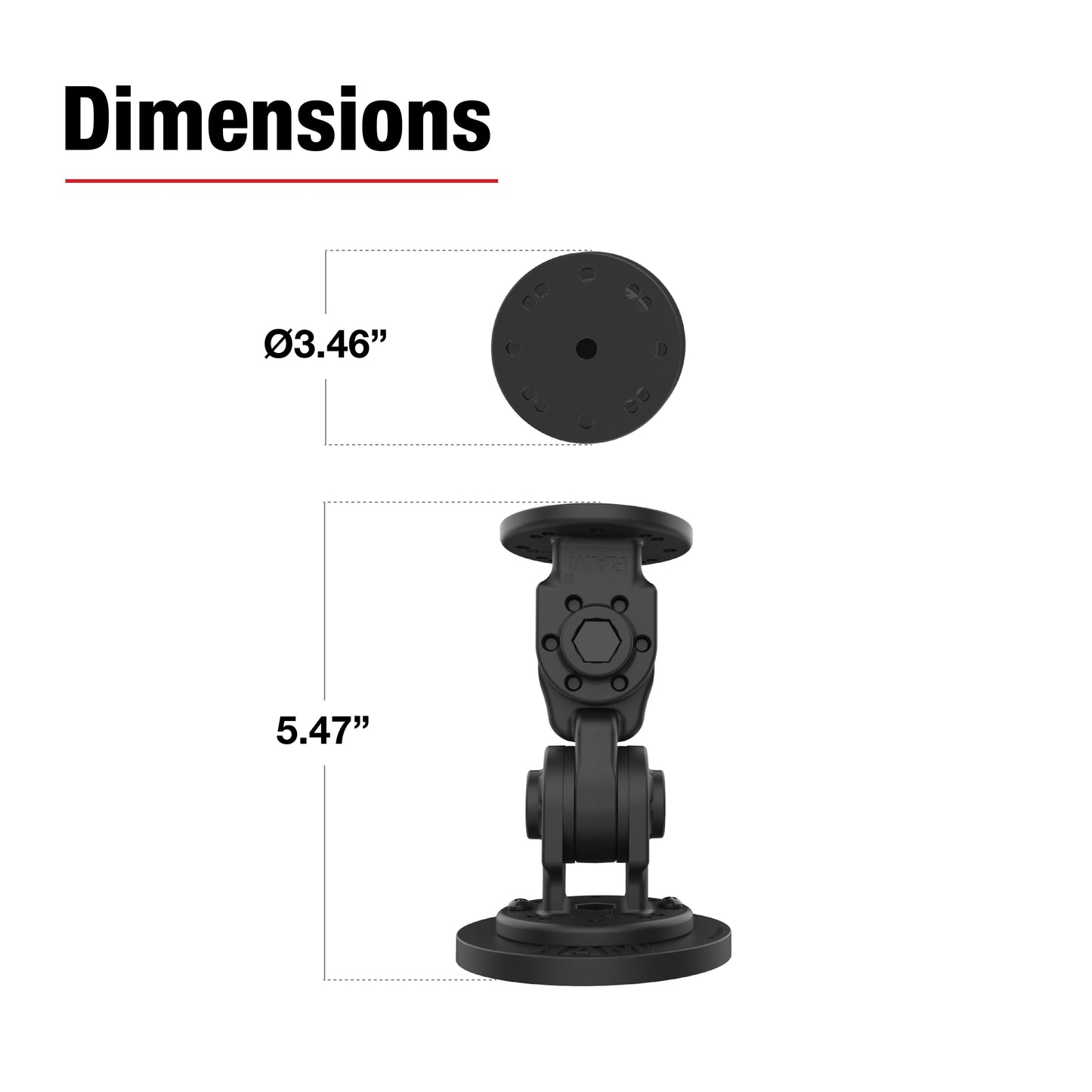 RAM® Dual 90-Degree Pivot Magnetic Mount (RAP-101-PV4-2P-NK-MAG88U)