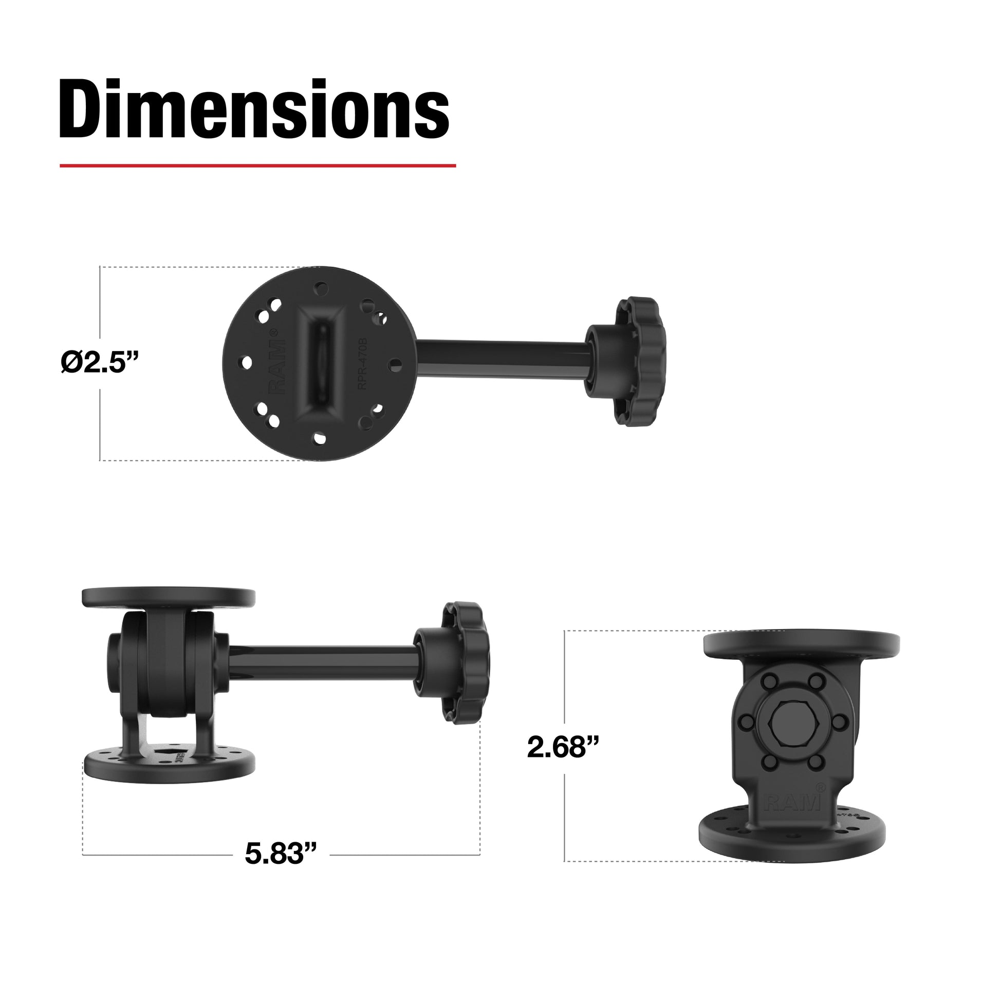 RAM® Single Pivot Mount with Knob (RAP-101-PV4U)