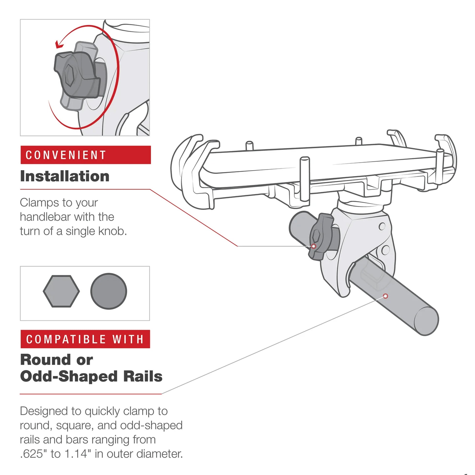 RAM® Low-Profile Tough-Claw™ Small Clamp Mount (RAP-400-1U)
