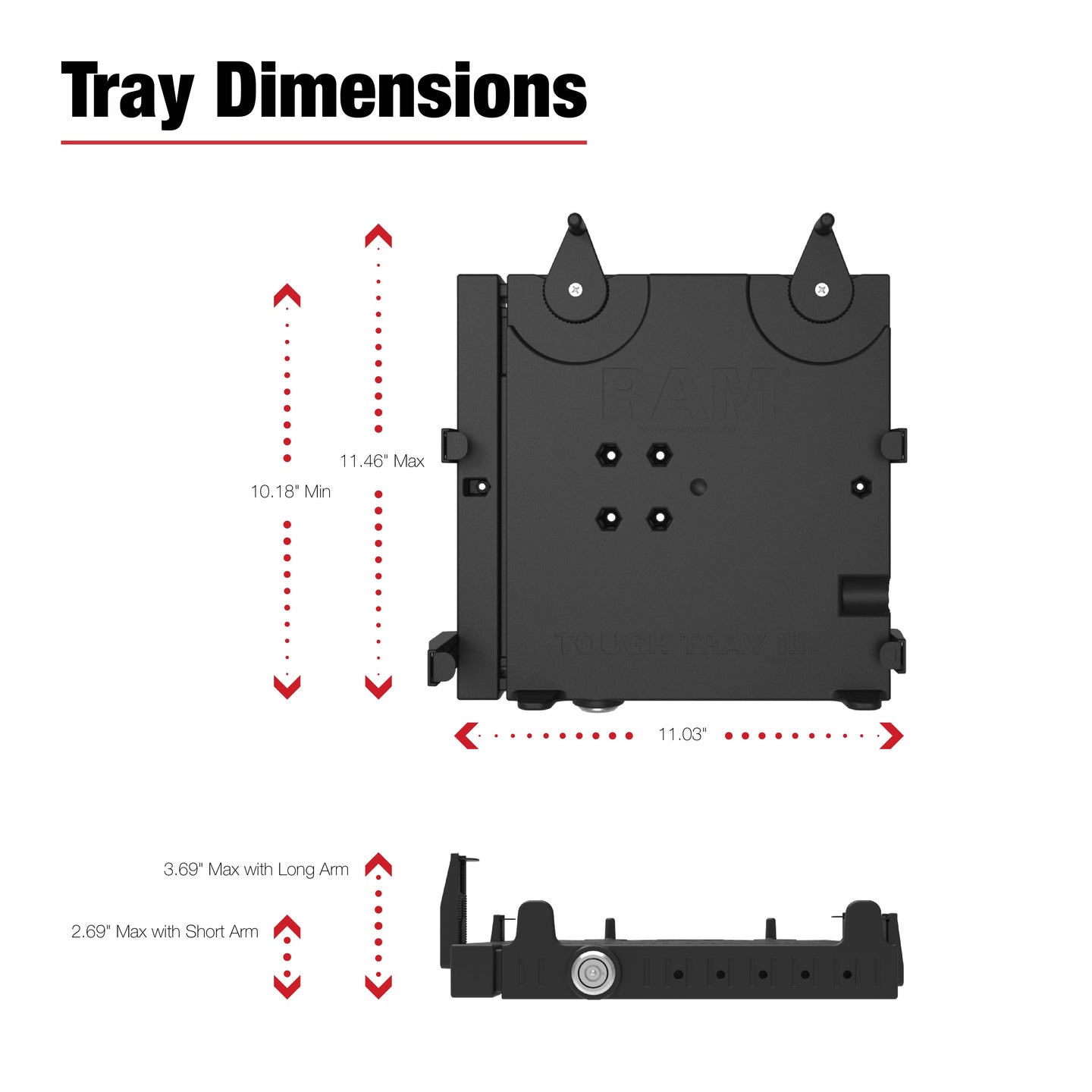RAM® Tough-Tray™ III Spring Loaded Laptop Tray (RAM-234-7)