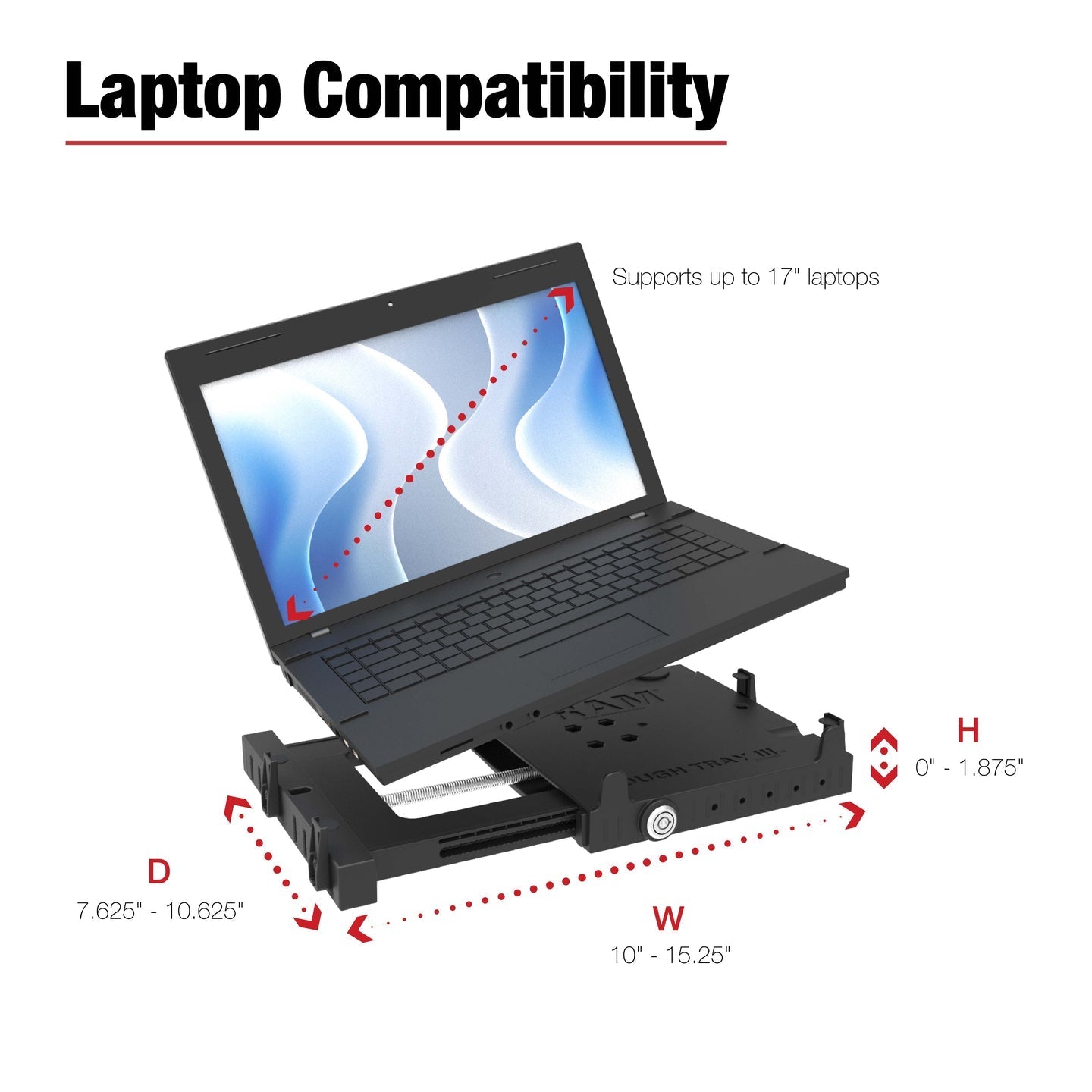 RAM® Tough-Tray™ III Spring Loaded Laptop Tray (RAM-234-7)