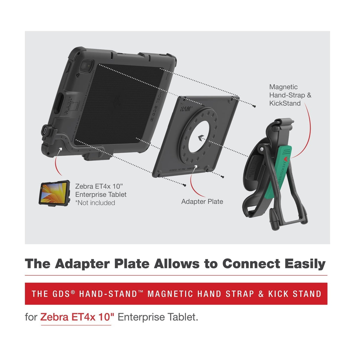 GDS® Hand-Stand™ Magnetic Accessory for Zebra ET401 & ET4x 10” Tablet (RAM-GDS-HS1M-ZE21U)