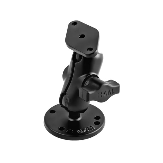 RAM 1" Ball Mount with Short Double Socket Arm, 2.5" Round Base & Diamond Base (RAM-B-138U-A) - RAM Mount New Zealand